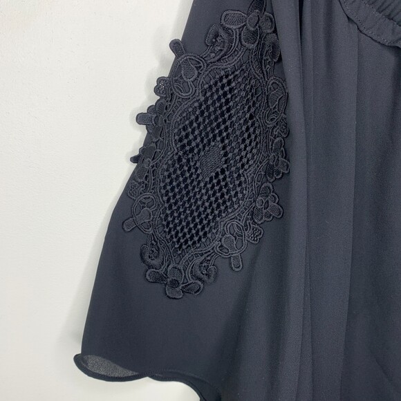 New York and Company ruched off shoulder top black size XL - Picture 6 of 8